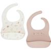 Jollein Lovely Birds - Bavaglino in silicone, confezione da 2 pezzi, materiale flessibile in silicone, con vaschetta di raccolta, bavaglino per bambini, facile da pulire