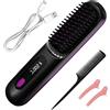 KUWUNG Spazzola Lisciante per Capelli, Spazzola Lisciante Senza Fili, Spazzola Capelli Ricaricabile Elettrica Portatile per Capelli Corti con 3 Livelli di Calore e Display LED
