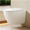 EMKE WC sospeso bianco, 490 × 370 × 370 mm, WC da parete, senza bordi, con doppio foro controcorrente e risciacquo multiforo, in ceramica, con chiusura morbida e funzione di sgancio rapido