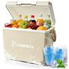 JONRRYIN Frigorifero Passivo 24 L, Frigo Portatile Mantiene il Freddo Fino a 12h, Borsa Frigo Rigida con 2 Tavolette di Ghiaccio, Borsa Termica per Campeggio, Spiaggia, Picnic, Escursioni (Beige)