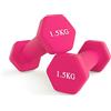 HCFGS Set di 2 manubri in neoprene, resistenti al sudore, per casa, palestra, fitness, colore rosa, 1,5 kg