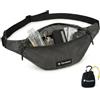 Vavabox Marsupio da donna, borsa a tracolla da uomo, da viaggio, con 2 cerniere, leggero, impermeabile, per corsa, camminata, escursionismo, Nero, Minimalista (Nero)