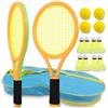 Ppbmocw Racchetta da tennis per bambini 3-15 anni, il set di racchette da tennis per bambini include due racchette da tennis da 17 pollici, otto palline da badminton (blu e rosa) (arancione e verde)