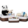Relaxdays Cestino Portaoggetti, Pratico Set da 3, Fodera in Tessuto, Bambù, Rettangolare, Bagno, Giochi, Marrone