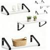 Relaxdays Mensole in Legno/Metallo Nero, Set 6 con larghezze 30/35/40 cm, Effetto Bianco, 11x40x12 cm