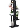 Relaxdays Scaffale Portafiori, Colonna Portavasi da Interno con 5 Mensole, Mobile Porta Piante, 117 x 43 x 22 cm, Nero