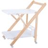 Relaxdays Carrello bambù Pieghevole, portabottiglie, 2 Ripiani, 70x44x39,5 cm, Bianco-Naturale