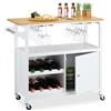 Relaxdays Carrello da Cucina con Ruote, Isola Ripiani Portabicchieri, bambù, MDF, Carrellino Portabottiglie, 83x92x40 cm, Fibra di Legno, Nylon