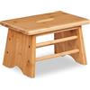 Relaxdays Sgabello Poggiapiedi in bambù, Fino a 100 kg, Appoggia Piedi Rialzo Bagno, Impugnatura, 20x33x21,5 cm, Naturale