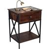 Relaxdays Comodino in Stile Industriale con cassetto, ripiano, Effetto Legno, Metallo, Marrone/Nero 55x40x30 cm