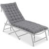 Relaxdays Cuscino per panchina Imbottito e Trapuntato con Nastri, 180x70 cm, Esterno, Grigio
