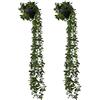 Relaxdays Piante Artificiale per Decorazioni, Set da 2 Piantine Finte in Plastica, Vasi Sospesi, Fake Plants, Verde Nero, Gommapiuma