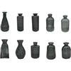 Relaxdays Vasi, Set da 10, Vetro Strutturato, Design Vintage, Altezza: 10-14,7 cm, Piccoli vasi Decorativi, Grigio