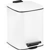 Relaxdays Pattumiera Bagno a Pedale, Coperchio Softclose 6 L, Cestino e Cesto Interno Rimovibile, Bidone Ferro, Bianco