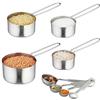 Relaxdays Cucchiai Dosatori, 8 Contenitori Graduati, Acciaio inox, Misuratori con Misure USA e Indicazioni ml, Argento