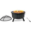 Relaxdays Braciere, HxØ 62 x 66 cm, con griglia, parascintille & attizzatoio, da Giardino, Nero