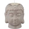 Relaxdays Buddha Portacandele, Portalumi con Testa di Budda, Feng Shui, Ceramica, HLP 9,5x8x8 cm, Zona Giorno e Bagno, Grigio, 9.5 x 8 x 8 cm