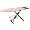 Relaxdays ASSE da Stiro Regolabile, Pieghevole, con ripiano e portaferro, 110x33 cm, Bianco-Rosa
