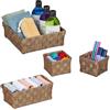 Relaxdays Set 4 Cestini Portaoggetti, Scatole Organizer 3 Misure, Intrecciati, Plastica, Struttura in Metallo, Marrone