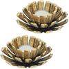 Relaxdays Portacandele, Set da 2, a Forma di Fiore, Supporto in Ghisa, per Esterni e Interni, H x D 6 x 13,5 cm, Oro, Cotone