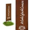 Relaxdays Decorazione da Giardino Effetto ruggine Oasi del Benessere HxL 85x28 cm, palo