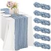 JALANCY 6 Pieces Dusty Blue 10FT Cheesecloth Table Runner Boho Gauze Fabric Table Runner Rustic Sheer Runner for Wedding Birthday Baby Shower Party Boho Table Decoration（Dusty Blue）