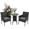 Relaxdays Set Giardino 3 pz PE-Rattan, 2 posti & tavolino Vetro, Nero