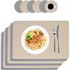 Relaxdays tovagliette e sottobicchieri, Set 6, Ecopelle, Grigio/Beige | 30x43cm, pulibili