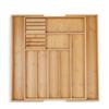 Relaxdays Portaposate da Cassetto, Regolabile 7-9 Scomparti, 5,5x45x44,5 cm, con 2 Ceppi Portacoltelli, Bambù, Naturale