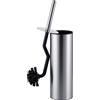 Relaxdays Scopino WC, con Spazzola per Bordo, paraspruzzi, Argento | Igienico, portascopino, inox
