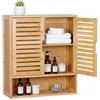 Relaxdays Armadietto da Parete per Bagno, 3 Scomparti, HLP: 66 x 59 x 21 cm, Ante a lamelle