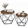 Relaxdays Set 2 Tavolini Rotondi in Legno e Metallo, Design Industriale, Marrone/Nero, 50x40x40 cm