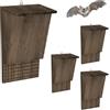 Relaxdays Casetta per Pipistrelli, Set da 4 in Legno Marrone, 34x22,5x12,5 cm
