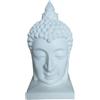 Relaxdays Testa di Buddha, Altezza 60 x 30 x 30 cm, Decorazione Zen per Soggiorno e Giardino, Statuetta Decorativa, Resistente alle intemperie, Resistente al Gelo, Bianco