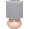 Relaxdays Lampada da Tavolo, Abat Jour Paralume in Tessuto e Base Ferro, E14, HxD: 33,5x18 cm, Luce Comodino Letto, Rame