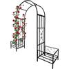 Relaxdays Arco per Rose in Metallo, con fioriere, da Giardino, A x L x P 206x216x50 cm, rampicanti