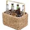 Relaxdays Cestino portabottiglie Intrecciato 6 Bottiglie, Manico, Naturale 34x32x22 cm