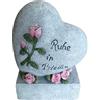 Relaxdays Decorazione tombale a Cuore, Resistente intemperie, Grigio | Pietra commemorativa 'Riposa in pace'