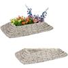Relaxdays Vasi per Fiori, Set da 2, Fioriere in Rattan con Rivestimento, per Interni, 10 x 55 x 25 cm, Bianco Naturale