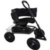 Relaxdays Sedile da Giardino su Ruote, Altezza Regolabile, Portata 150 kg, vano portaoggetti, Cuscino, Schienale, Nero