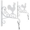 Relaxdays Set da 2 Ganci Portavasi, per Vasi Sospesi, Lanterne, Fissaggio a Parete, Gallo, HLP: 30 x 25,5 x 2 cm, Bianco, Ferro