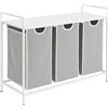 Relaxdays Cestello Porta Biancheria con 3 Sacchi Estraibili, ripiano, HLP: 72x92,5x33 cm, Metallo, Bianco/Grigio