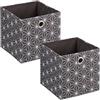 Relaxdays Scatola Portaoggetti, Set 2 Box da Scaffale 30,5 x 30 x 30 cm, Portagiochi con Maniglie, Stoffa, Grigio Bianco, Poliestere