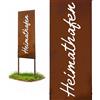 Relaxdays Decorazione Giardino Effetto ruggine Heimathafen 85x28 cm, picchetto in Ferro Resistente, Rustico Marrone