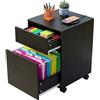 Relaxdays Rollcontainer 2 cassetti, Sospensione A4/Letter, con Ruote, Nero - 57x40x40 cm