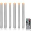 Relaxdays Candele a LED a Stelo, Set da 6 conTimer e Telecomando, in Cera Vera, Fiamma Oscillante Finta, Lumini, Bianco