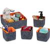 Relaxdays Cesto Portaoggetti in Feltro, 5 Contenitori di 2 Misure, Scatola in Tessuto per Accessori, Grigio e Arancione