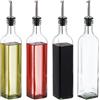 Relaxdays Oliera e Acetiera, Set da 4 Bottiglie di Vetro con Dosatore, 500 ml, Olio e Aceto, per Condimenti, Trasparente, 4 unità