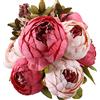Duovlo Fiori finti vintage peonia artificiale in seta, decorazione per la casa, confezione da 1 (rosa scuro)