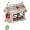 Relaxdays Mangiatoia per Uccelli, in Legno d'Abete, HLP 24x31x20 cm, da Appendere e Poggiare, Giardino e Balcone, Natura